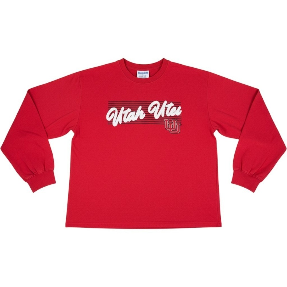 Champion Utah Utes Sweatshirt Graphic Logo Red Large Cotton Blend Women